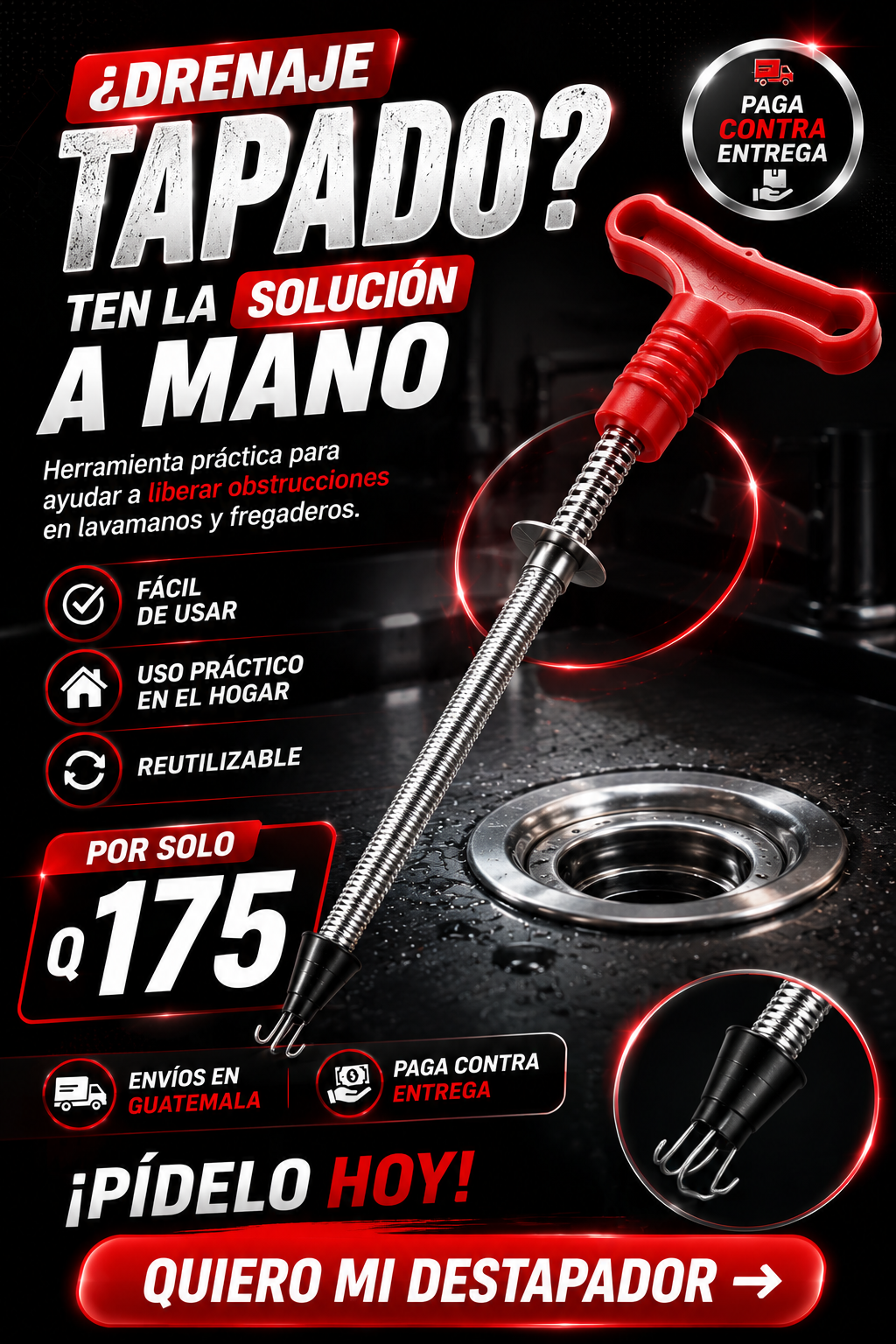 Gancho Destapa Drenajes