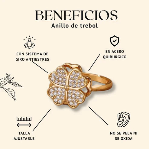 Anillo Trebol Giratorio Antiestrés / OFERTA🔥LLEVE 2 Y PAGUE 1🔥