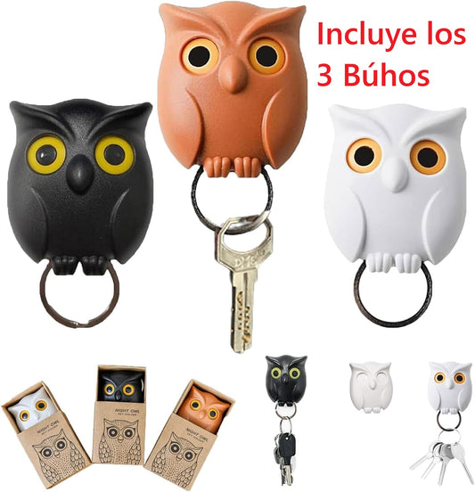 3 Búhos Magnéticos Colgador de Llaves