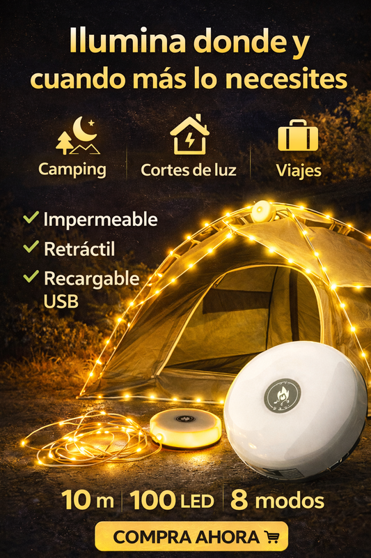 Luces Cámping USB Recargable para Fiestas, Camping, Decoración