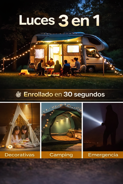Luces Cámping USB Recargable para Fiestas, Camping, Decoración