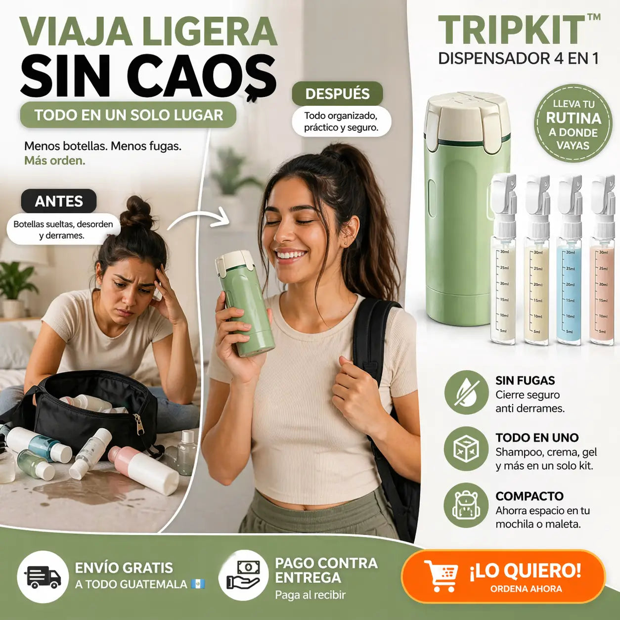 Dispensador 4 en 1: Elimina el Desorden en tus Viajes