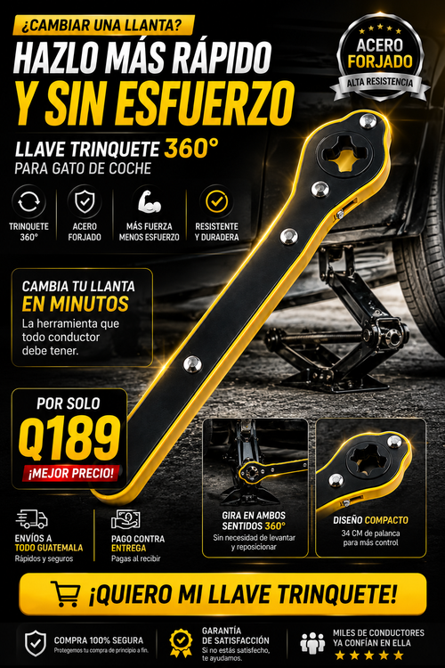 Llave Trinquete para Gato de Coche 360° en acero forjado