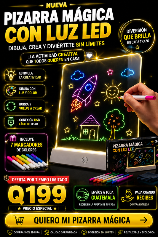 Pizarra mágica con luz LED 🎨✨
