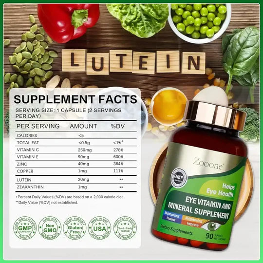Nutre y protege tu visión todos los días 👁️✨ Con la formula de ZOONE que tiene luteína, zeaxantina y vitamina C 💊